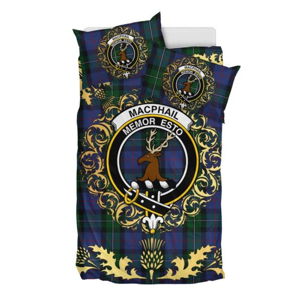 MacPhail Hunting Tartan Crest Bedding Set - Golden Thistle Style Discount