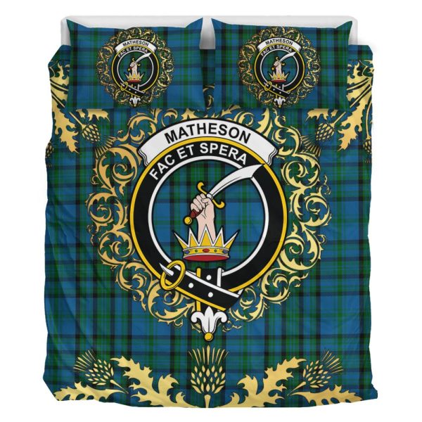Matheson Hunting Tartan Crest Bedding Set - Golden Thistle Style For Sale - Image 2