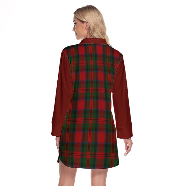 MacDuff Tartan Women s Lapel Shirt Dress With Long Sleeve For Sale - Image 2