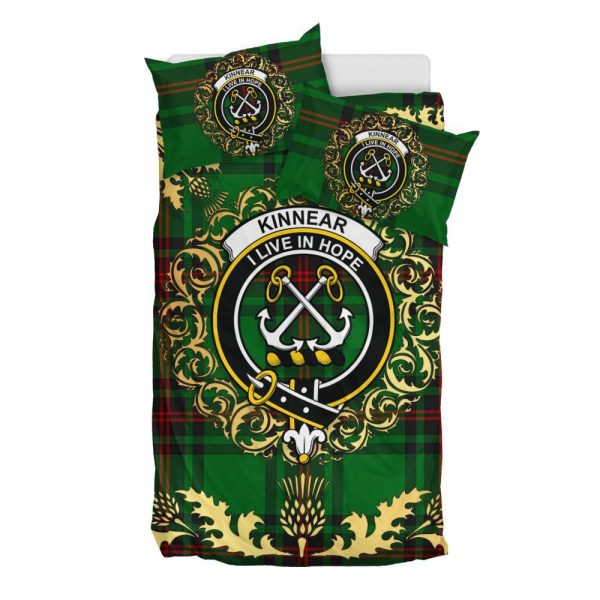Kinnear Tartan Crest Bedding Set - Golden Thistle Style on Sale