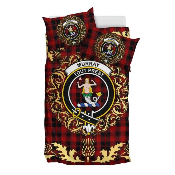 Murray of Ochtertyre Tartan Crest Bedding Set - Golden Thistle Style Online Sale