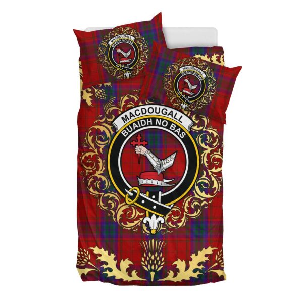 MacDougall 01 Tartan Crest Bedding Set - Golden Thistle Style Discount