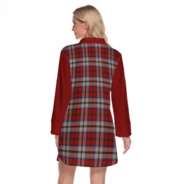 MacCulloch Dress Tartan Women s Lapel Shirt Dress With Long Sleeve Online now - Image 2