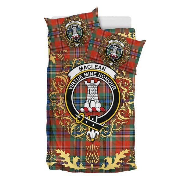 MacLean of Duart Ancient Tartan Crest Bedding Set - Golden Thistle Style on Sale