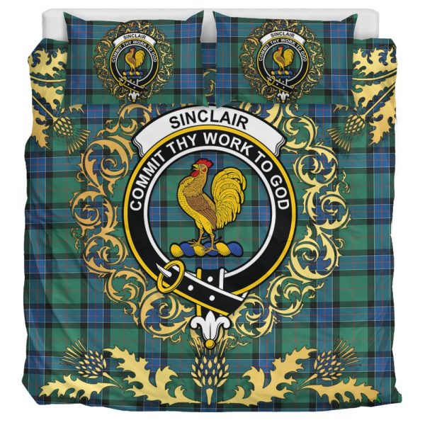 Sinclair Hunting Ancient Tartan Crest Bedding Set - Golden Thistle Style Discount - Image 3
