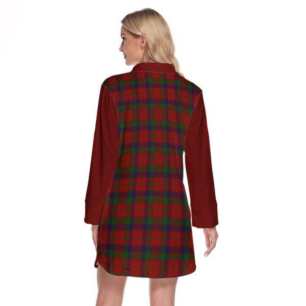 Robertson Tartan Women s Lapel Shirt Dress With Long Sleeve For Discount - Image 2