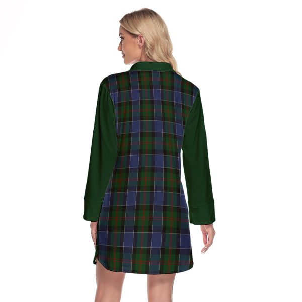 McFadzen 01 Tartan Women s Lapel Shirt Dress With Long Sleeve Online - Image 2