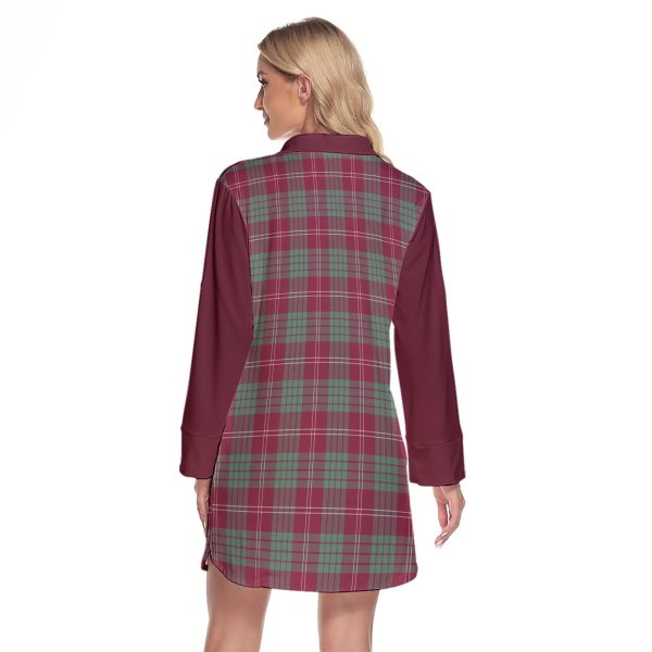 Crawford Ancient Of NewZealand Tartan Women s Lapel Shirt Dress With Long Sleeve Fashion - Image 2