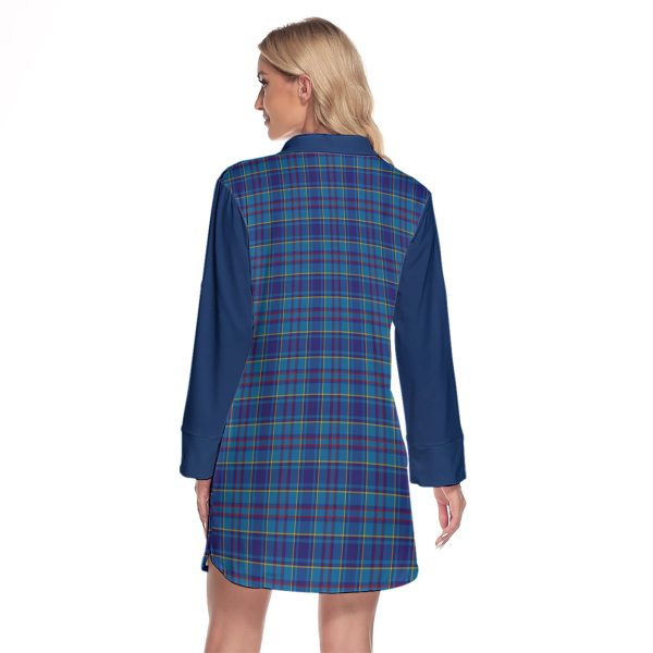 Mercer Modern Tartan Women s Lapel Shirt Dress With Long Sleeve Discount - Image 2
