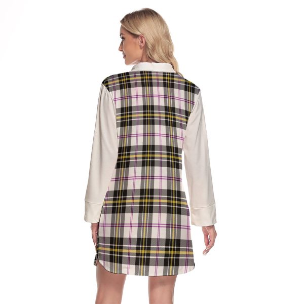 MacPherson Dress Modern Tartan Women s Lapel Shirt Dress With Long Sleeve on Sale - Image 2