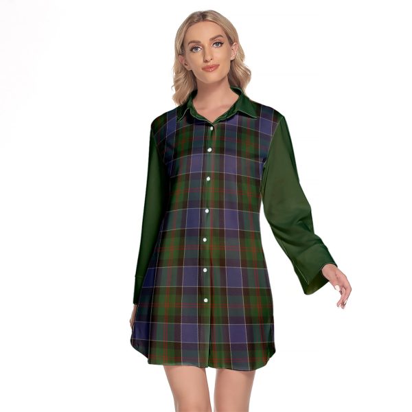 McFadzen 01 Tartan Women s Lapel Shirt Dress With Long Sleeve Online