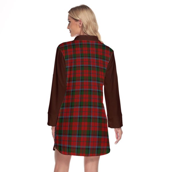 MacNaughton Tartan Women s Lapel Shirt Dress With Long Sleeve Supply - Image 2
