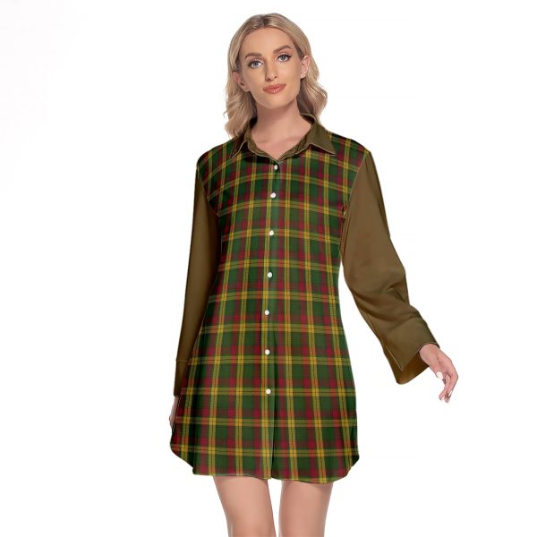 MacMillan Ancient Tartan Women s Lapel Shirt Dress With Long Sleeve Discount