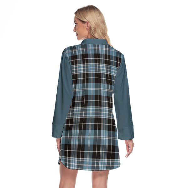 Clark Ancient Tartan Women s Lapel Shirt Dress With Long Sleeve Supply - Image 2