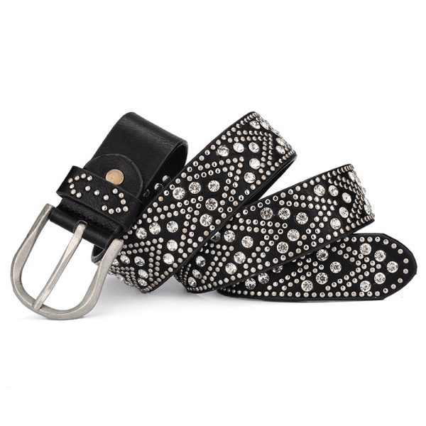Rivet Vintage Designer Punk Belt Women Genuine Real Leather Waist Belt Online - Image 2