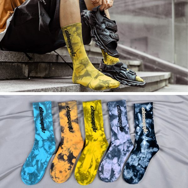 Tie Dye Letter Socks Cotton Colorful Skateboard Fashionable Socks Online