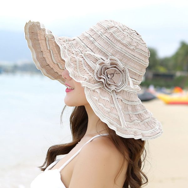 Women Hat Style Flower Packable Large Wide Brim Hat Adjustable Hat Online Hot Sale