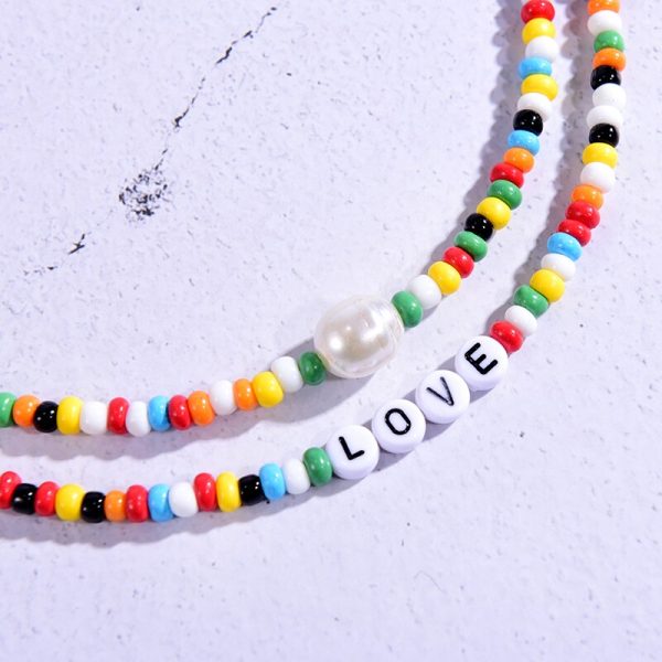Women Seed Beads Love Necklace Sets Choker Multilayer Women Necklace For Cheap - Image 2