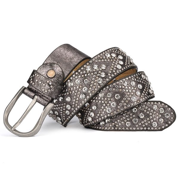 Rivet Vintage Designer Punk Belt Women Genuine Real Leather Waist Belt Online - Image 3